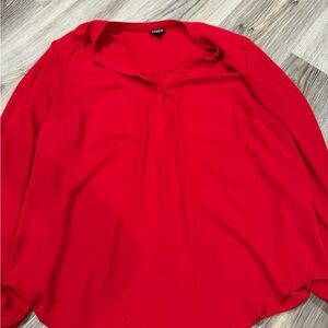 Torrid Red Long-Sleeve V-Neck Blouse
